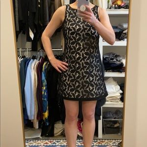 Knee length black and white dress